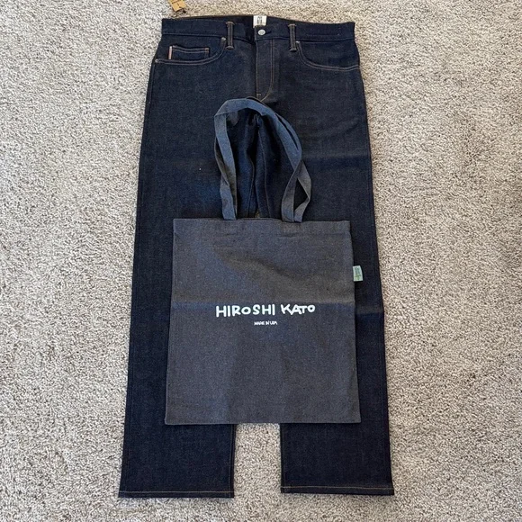 HIROSHI Kato Men’s size 33/30 Hammer Straight Indigo Raw 14oz Selvedge Jeans NWT - Picture 2 of 6